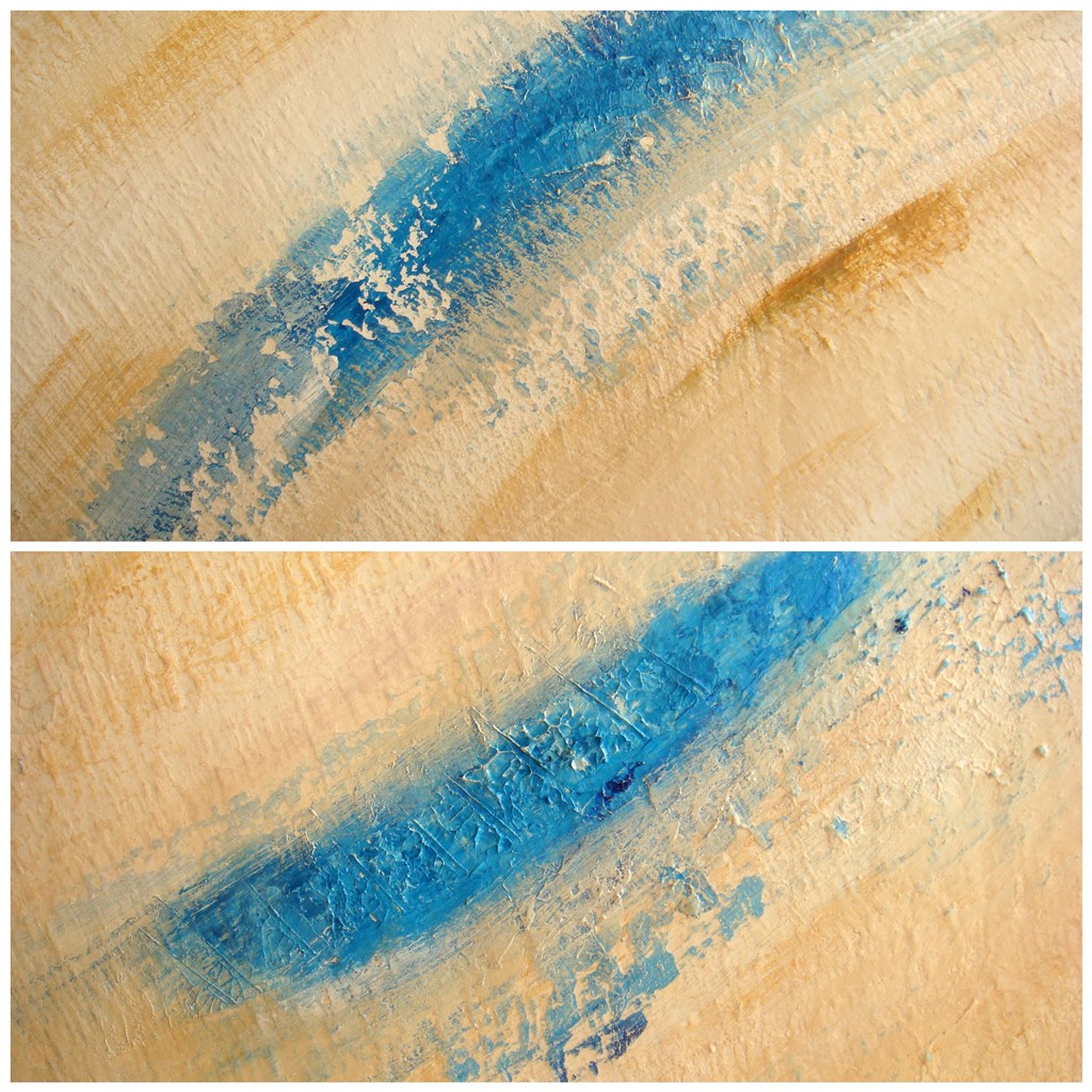 Persoonlijk schilderij laten maken - Voorbeeld: details uit schilderij Zee van warmte - Marloes van Zoelen