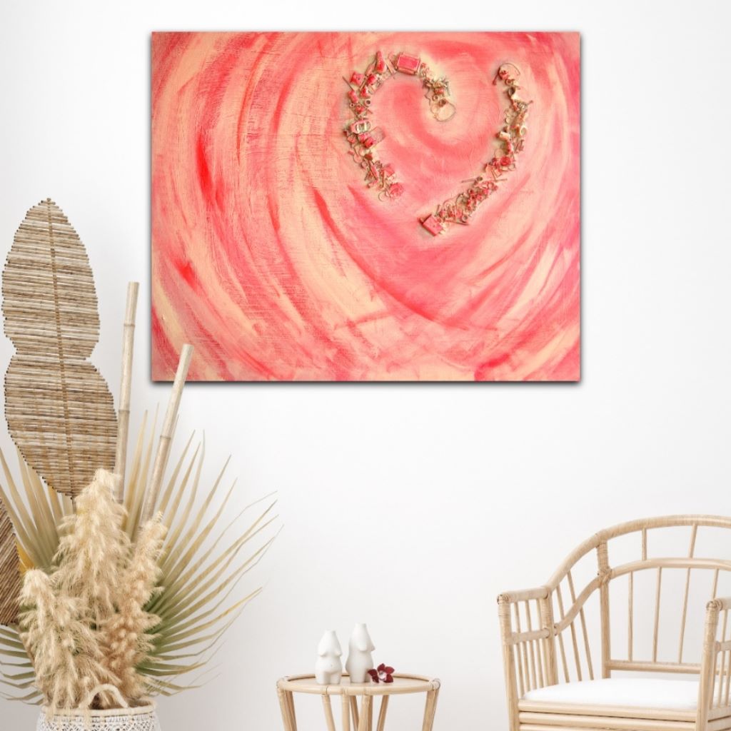 Herinneringsschilderij Gebroken hart bij bamboe stoel - Marloes van Zoelen