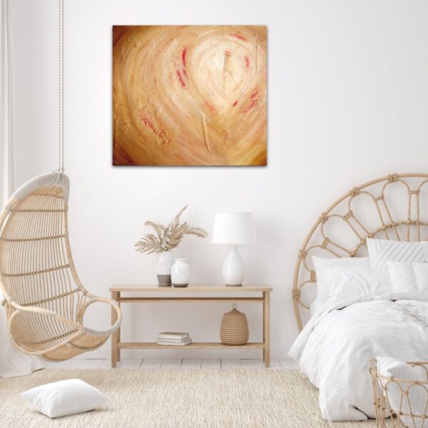 Schilderij aardetinten - Schilderij Stem van je hart - In slaapkamer - Marloes van Zoelen