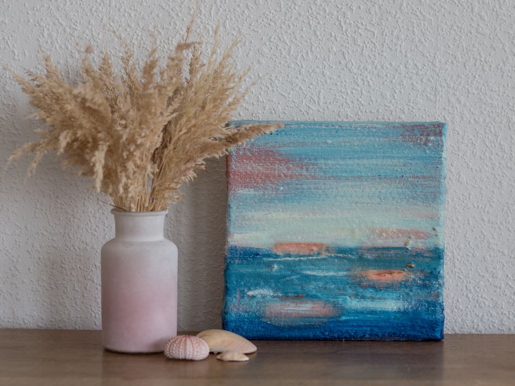Klein schilderij Zee van vrijheid - Marloes van Zoelen